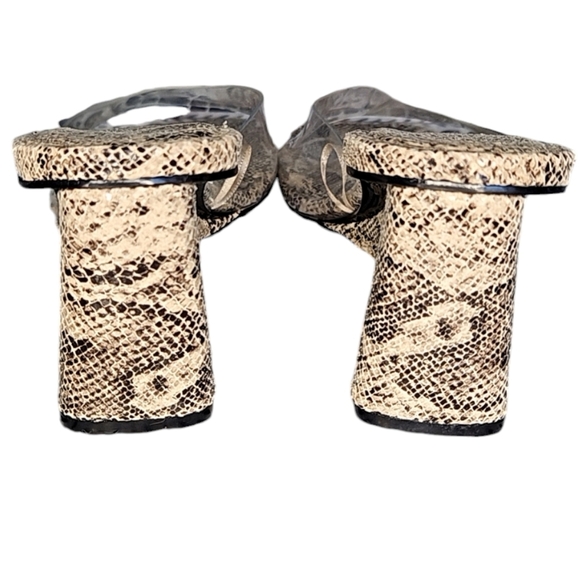 ZARA Animal Print Wedge Sandals Size 8.5 | Snakeskin Platform Heels  Neutral Tan - Picture 8 of 14